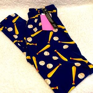 Leggings Baseball  Theme Navy Blue NEW